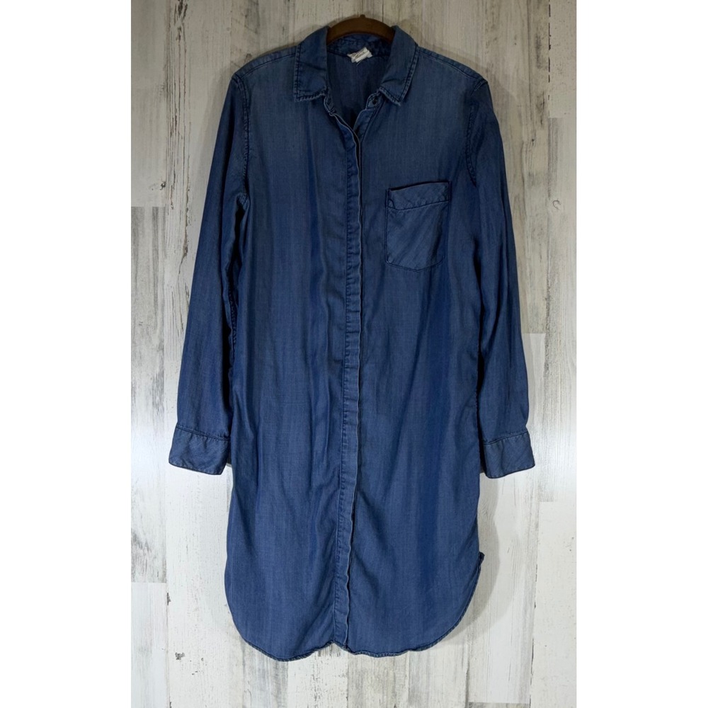 Andrea Jovine Button Up Shirt Dress Medium Chambray Tencel Casual Coastal Flowy